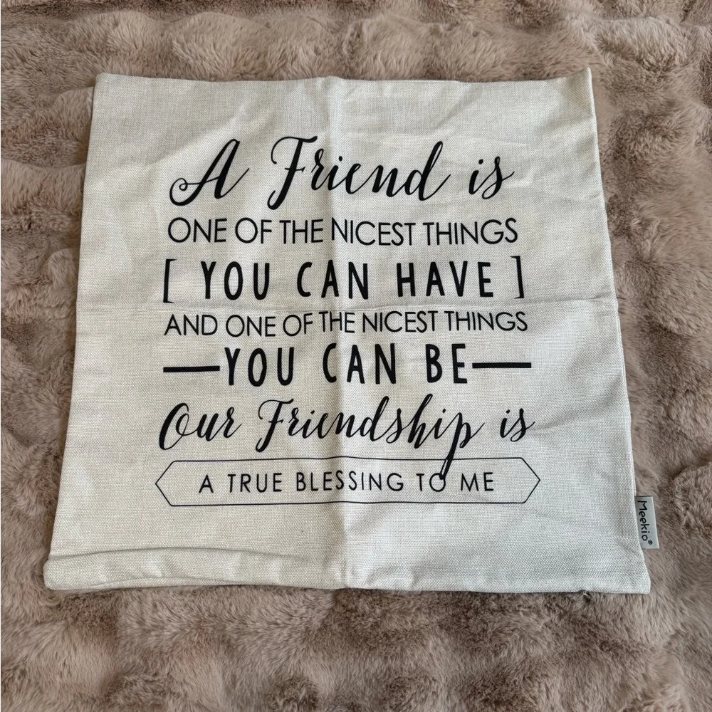 New Friendship Quote Pillow Cover - Cream